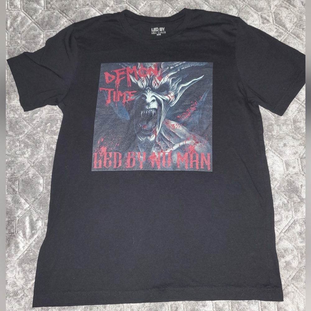 Demon Time - Led By No Man - Graphic Tee Size L - Horror - Metal - Streetwear
